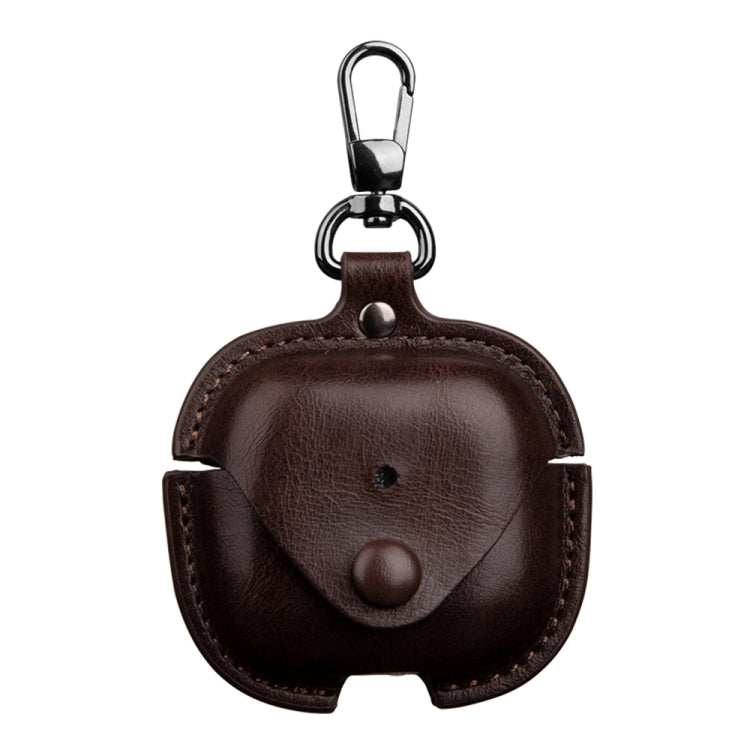 For AirPods 4 Business Leather Earphone Protective Case with Hook(Dark Brown) - For AirPods 4 by PMC Jewellery | Online Shopping South Africa | PMC Jewellery | Buy Now Pay Later Mobicred