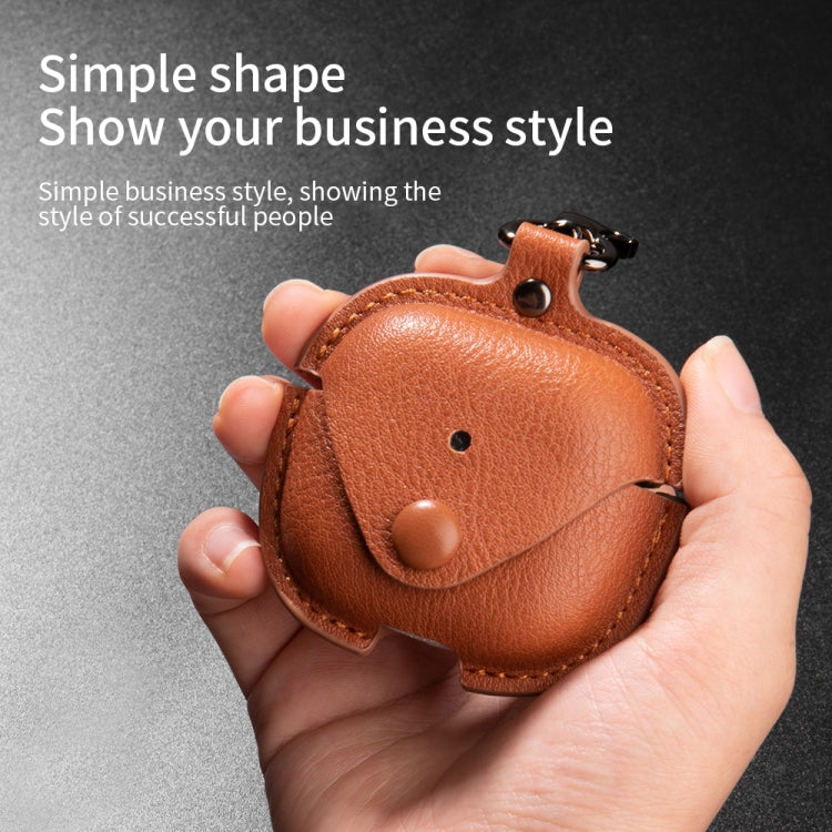 For AirPods 4 Business Leather Earphone Protective Case with Hook(Blue) - free shipping - PMC Jewellery - Order now!