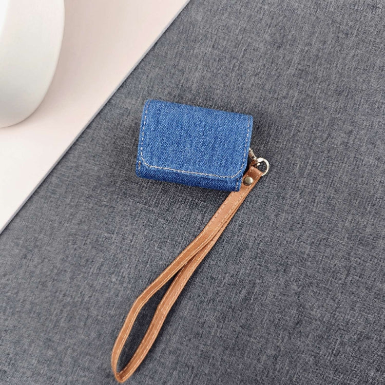 For AirPods Pro Cowboy Fabric Texture PU Headset Protective Bag(Blue) - For AirPods Pro by PMC Jewellery | Online Shopping South Africa | PMC Jewellery | Buy Now Pay Later Mobicred