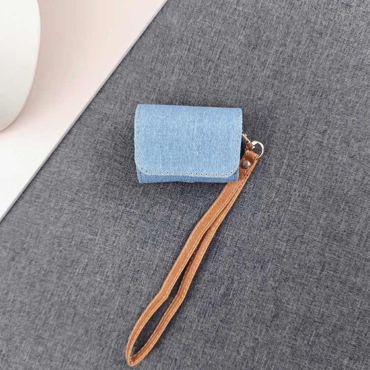For AirPods Pro Cowboy Fabric Texture PU Headset Protective Bag(Light Blue) - For AirPods Pro by PMC Jewellery | Online Shopping South Africa | PMC Jewellery | Buy Now Pay Later Mobicred