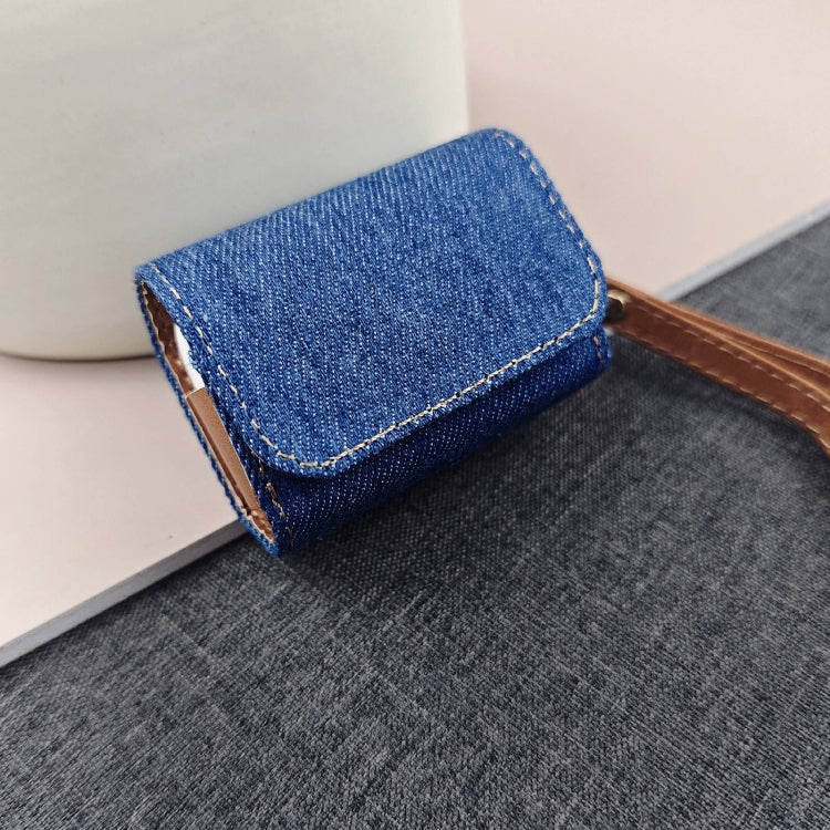 For AirPods Pro Cowboy Fabric Texture PU Headset Protective Bag(Blue) - For AirPods Pro by PMC Jewellery | Online Shopping South Africa | PMC Jewellery | Buy Now Pay Later Mobicred
