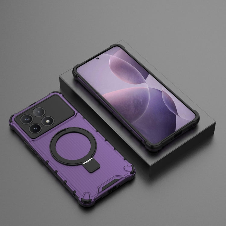 For Redmi K70 5G Grating Holder Shockproof Phone Case(Purple) - K70 Cases by PMC Jewellery | Online Shopping South Africa | PMC Jewellery | Buy Now Pay Later Mobicred