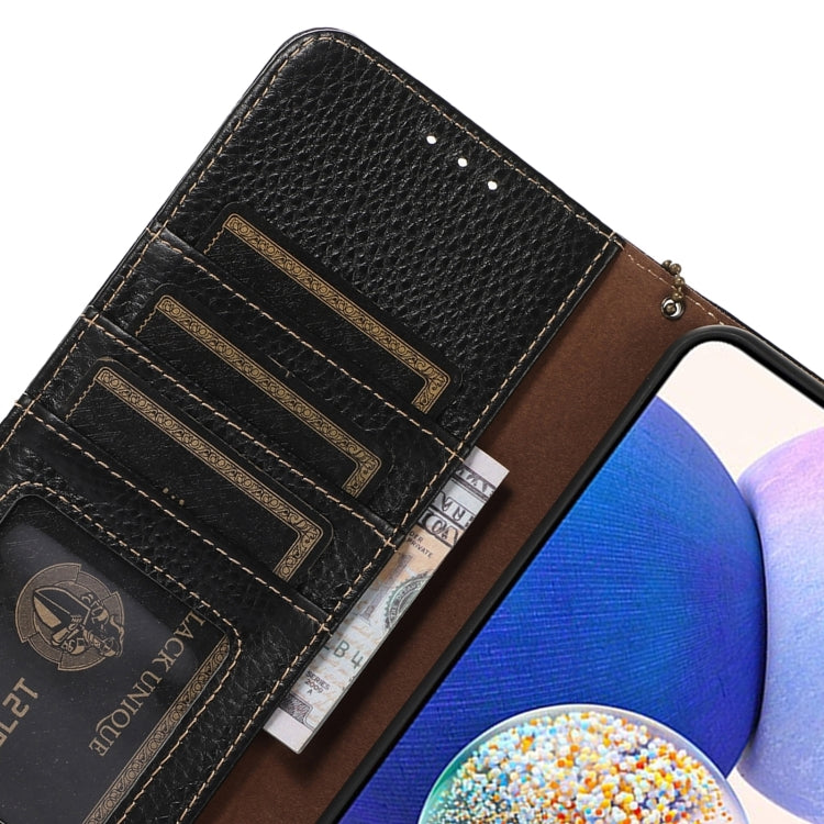 For Motorola Moto G35 Genuine Leather Litchi Texture RFID Leather Phone Case(Black) - free shipping - PMC TechLife - Order now!