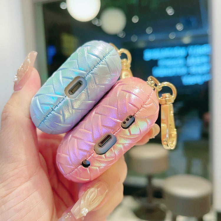For AirPods Pro 2 Colorful Weaving Texture Earbuds Box PC Case with Hook(Blue) - For AirPods Pro 2 by PMC Jewellery | Online Shopping South Africa | PMC Jewellery | Buy Now Pay Later Mobicred