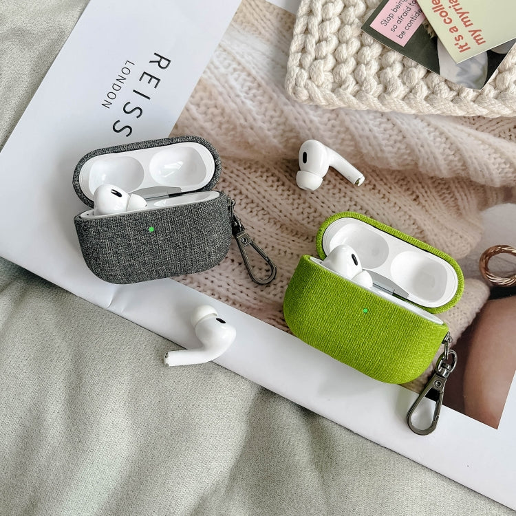 For AirPods Pro Fine Cloth Texture Earbuds Box PC Case with Hook(Grey) - For AirPods Pro by PMC Jewellery | Online Shopping South Africa | PMC Jewellery | Buy Now Pay Later Mobicred
