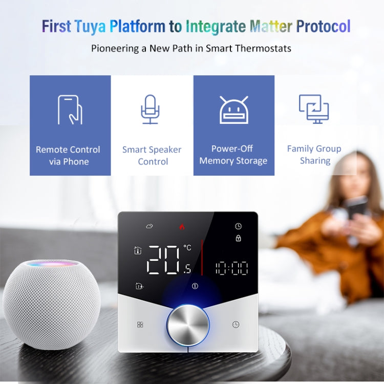 BHT-009GALW-MT Water Heating WiFi  WiFi Smart Home LED Thermostat with Matter(White) - Thermostat & Thermometer by PMC Jewellery | Online Shopping South Africa | PMC Jewellery | Buy Now Pay Later Mobicred