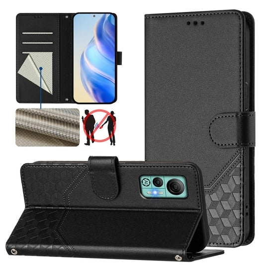 For Ulefone Note 14 Honeycomb Embossing RFID Leather Phone Case(Black) - Ulefone Cases by PMC Jewellery | Online Shopping South Africa | PMC Jewellery | Buy Now Pay Later Mobicred