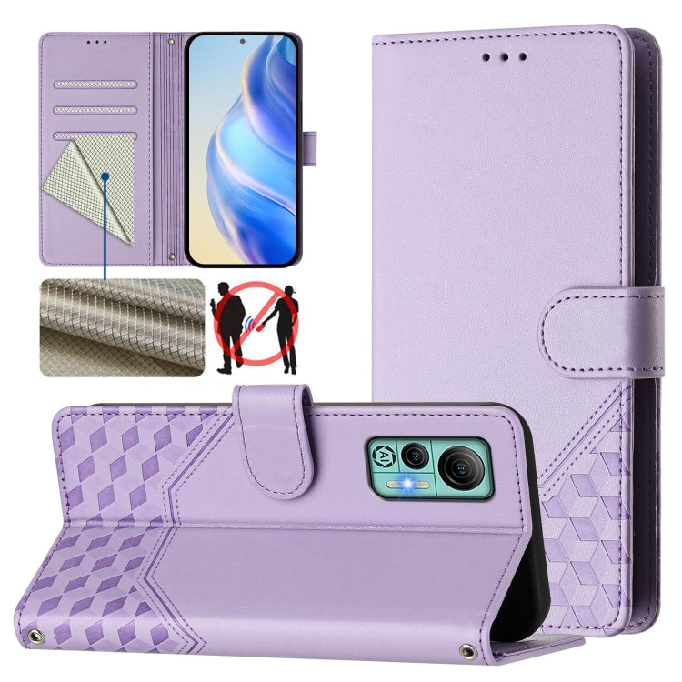 For Ulefone Note 14 Honeycomb Embossing RFID Leather Phone Case(Light Purple) - Ulefone Cases by PMC Jewellery | Online Shopping South Africa | PMC Jewellery | Buy Now Pay Later Mobicred