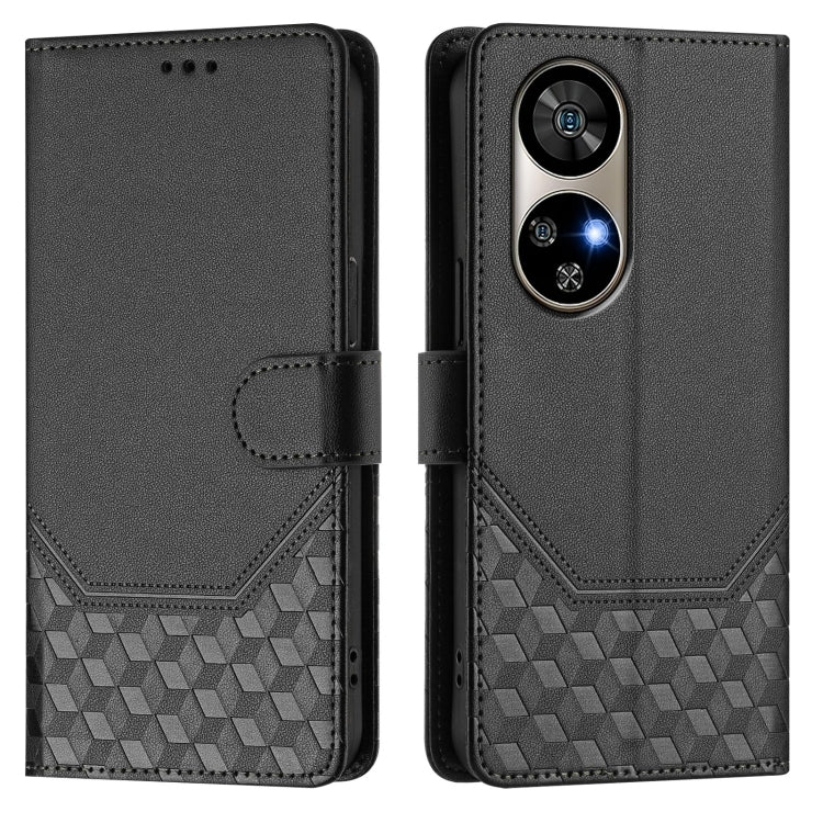 For Ulefone Note 17 Pro Honeycomb Embossing RFID Leather Phone Case(Black) - Ulefone Cases by PMC Jewellery | Online Shopping South Africa | PMC Jewellery | Buy Now Pay Later Mobicred