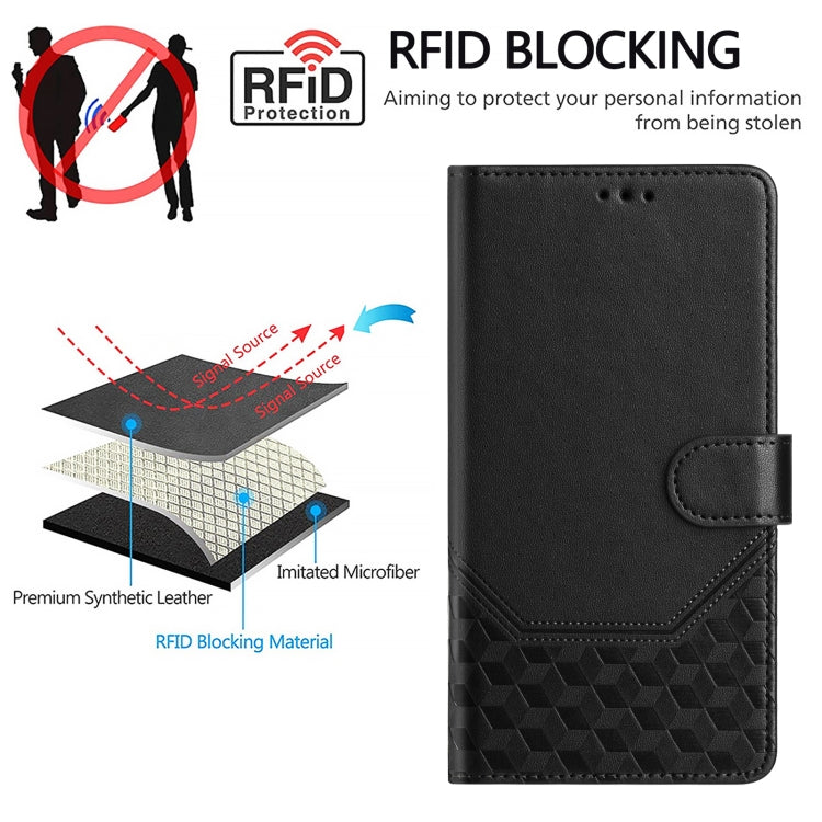 For Ulefone Note 17 Pro Honeycomb Embossing RFID Leather Phone Case(Black) - Ulefone Cases by PMC Jewellery | Online Shopping South Africa | PMC Jewellery | Buy Now Pay Later Mobicred