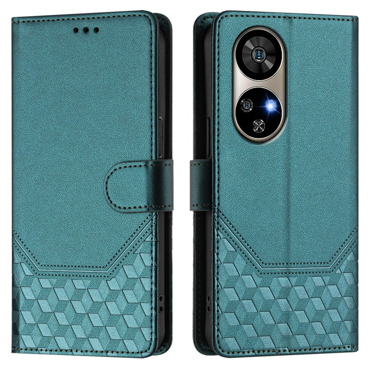 For Ulefone Note 17 Pro Honeycomb Embossing RFID Leather Phone Case(Peacock Green) - Ulefone Cases by PMC Jewellery | Online Shopping South Africa | PMC Jewellery | Buy Now Pay Later Mobicred