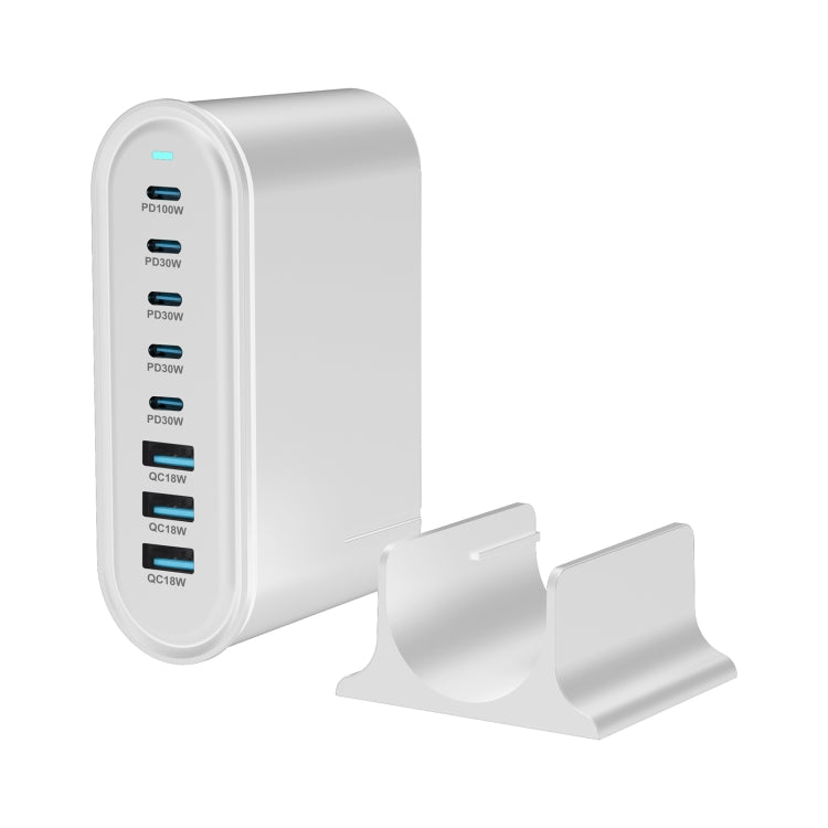 YMX-968 268W 5Type-C, 3USB 8-Ports Desktop Fast Charger, Plug Type:US Plug(White) - Multifunction Charger by PMC Jewellery | Online Shopping South Africa | PMC Jewellery | Buy Now Pay Later Mobicred