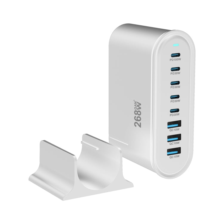 YMX-968 268W 5Type-C, 3USB 8-Ports Desktop Fast Charger, Plug Type:UK Plug(White) - Multifunction Charger by PMC Jewellery | Online Shopping South Africa | PMC Jewellery | Buy Now Pay Later Mobicred