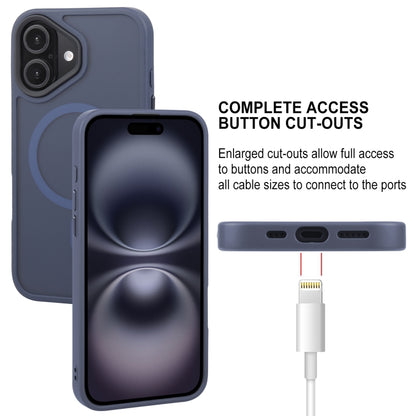 For iPhone 16 GEBEI Skin Feel MagSafe Magnetic Phone Case(Blue) - iPhone 16 Cases by GEBEI | Online Shopping South Africa | PMC Jewellery | Buy Now Pay Later Mobicred