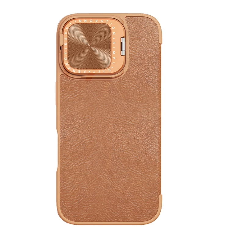 For iPhone 16 NILLKIN Qin Prop Series Flip Camera Cover Design Leather Phone Case(Brown) - iPhone 16 Cases by NILLKIN | Online Shopping South Africa | PMC Jewellery | Buy Now Pay Later Mobicred