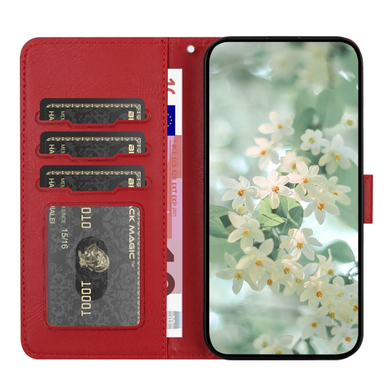 For iPhone 16e Floral Embossed Pattern Leather Phone Case(Red) - iPhone 16e Cases by PMC TechLife | Online Shopping South Africa | PMC TechLife | Buy Now Pay Later Mobicred
