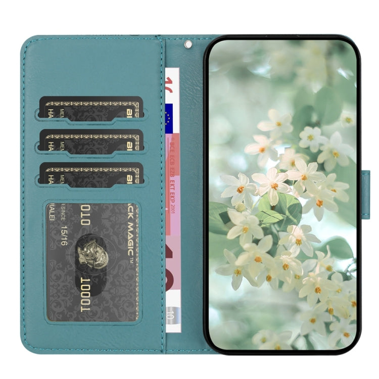 For iPhone 16e Floral Embossed Pattern Leather Phone Case(Dark Green) - iPhone 16e Cases by PMC TechLife | Online Shopping South Africa | PMC TechLife | Buy Now Pay Later Mobicred
