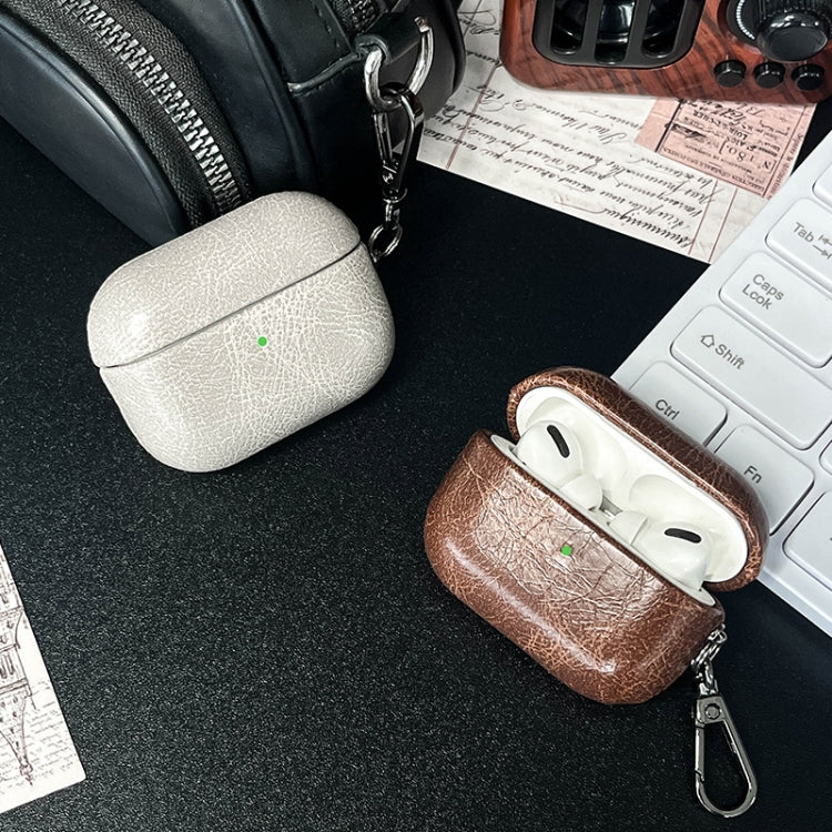For AirPods 4 Retro Oil Leather Bluetooth Earphones Protective Case(Coffee) - For AirPods 4 by PMC Jewellery | Online Shopping South Africa | PMC Jewellery | Buy Now Pay Later Mobicred