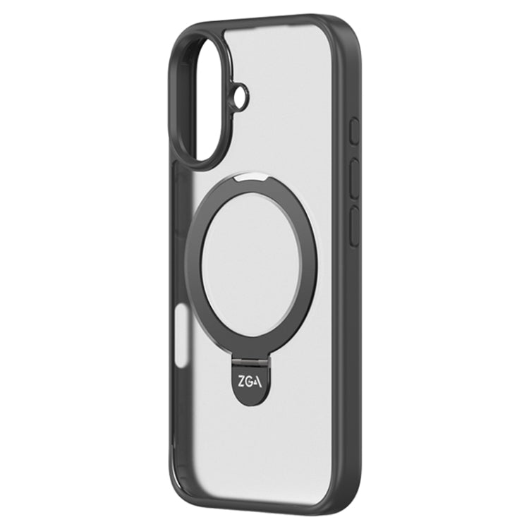 For iPhone 16 Plus ZGA Magsafe Holder PC Hybrid TPU Phone Case(Black) - iPhone 15 Plus Cases by ZGA | Online Shopping South Africa | PMC Jewellery | Buy Now Pay Later Mobicred