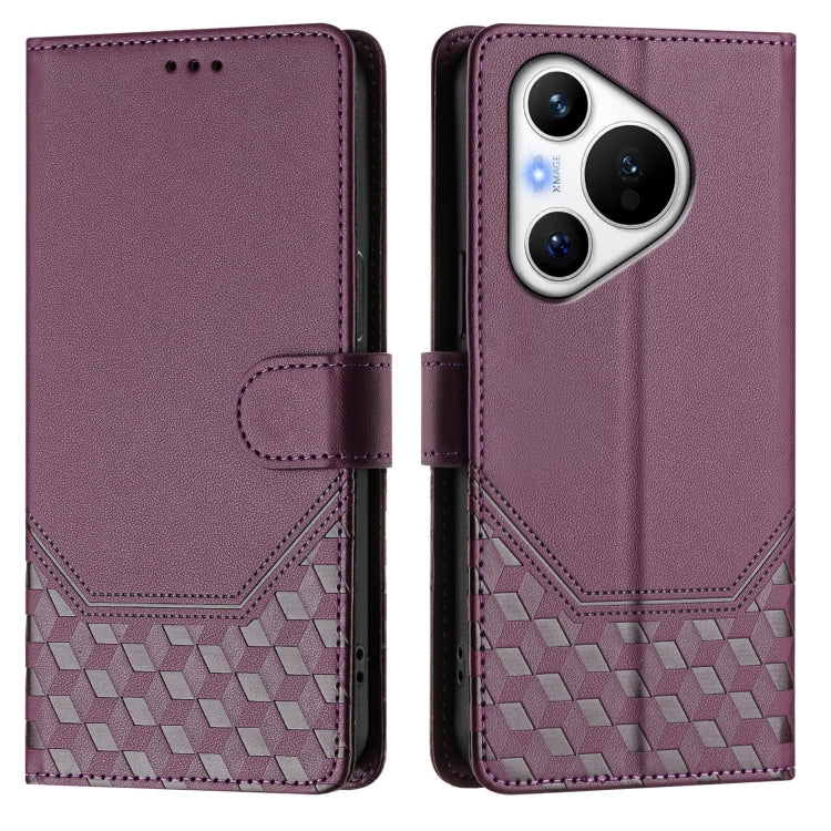 For Huawei Pura 70 Honeycomb Embossing RFID Leather Phone Case(Violet) - free shipping - PMC Jewellery - Order now!