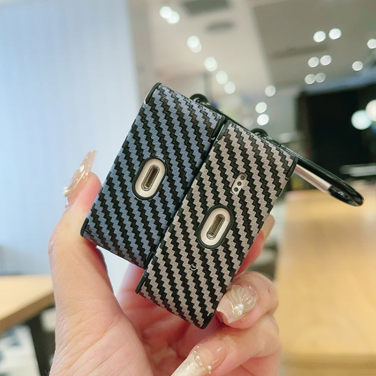 For AirPods Pro 2 Carbon Fiber Square Leather Earphone Case with Hook(Red) - For AirPods Pro 2 by PMC Jewellery | Online Shopping South Africa | PMC Jewellery | Buy Now Pay Later Mobicred