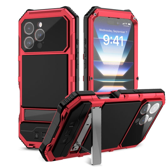 For iPhone 16 Pro Max R-JUST Life Waterproof Dustproof Shockproof Holder Phone Case(Red) - iPhone 16 Pro Max Cases by R-JUST | Online Shopping South Africa | PMC Jewellery | Buy Now Pay Later Mobicred