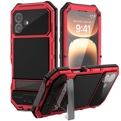 For iPhone 16 Plus R-JUST Life Waterproof Dustproof Shockproof Holder Phone Case(Red) - iPhone 16 Plus Cases by R-JUST | Online Shopping South Africa | PMC Jewellery | Buy Now Pay Later Mobicred