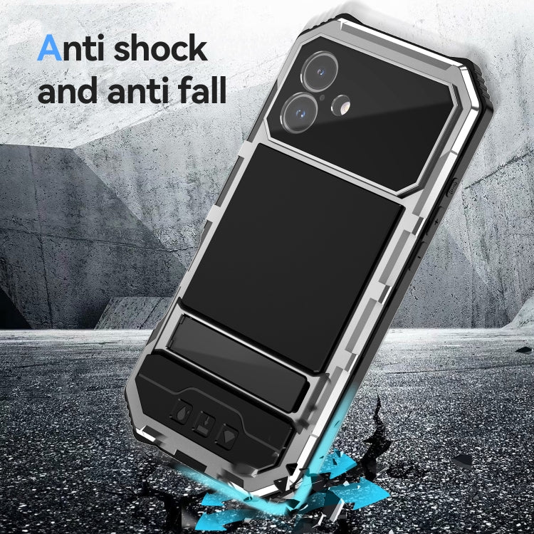 For iPhone 16 Plus R-JUST Life Waterproof Dustproof Shockproof Holder Phone Case(Silver) - iPhone 16 Plus Cases by R-JUST | Online Shopping South Africa | PMC Jewellery | Buy Now Pay Later Mobicred