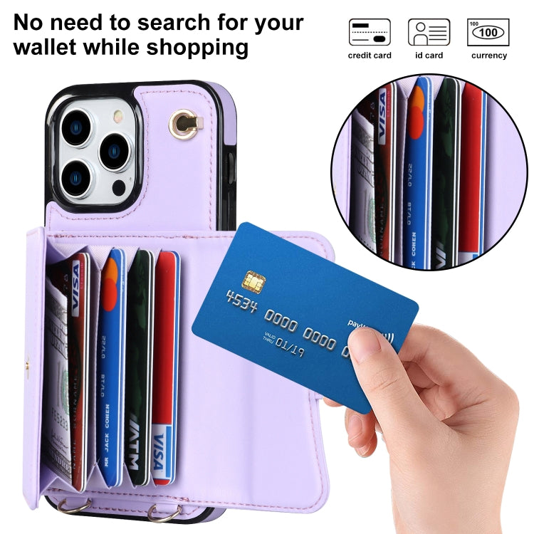 For iPhone 16 Pro Max RFID Card Slot Phone Case with Long Lanyard(Purple) - iPhone 16 Pro Max Cases by PMC Jewellery | Online Shopping South Africa | PMC Jewellery | Buy Now Pay Later Mobicred