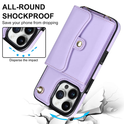 For iPhone 16 Pro Max RFID Card Slot Phone Case with Long Lanyard(Purple) - iPhone 16 Pro Max Cases by PMC Jewellery | Online Shopping South Africa | PMC Jewellery | Buy Now Pay Later Mobicred