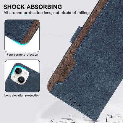 For Samsung Galaxy S25 Ultra 5G ABEEL Color Block Magnetic RFID Leather Phone Case(Blue-Brown) - Galaxy S25 Ultra 5G Cases by PMC Jewellery | Online Shopping South Africa | PMC Jewellery | Buy Now Pay Later Mobicred