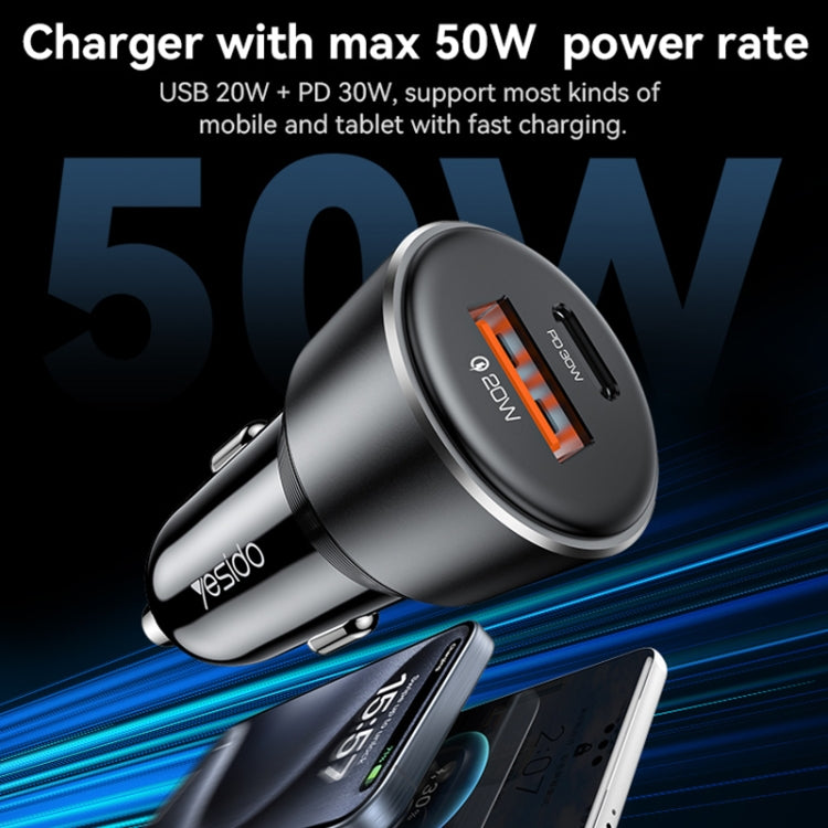 Yesido Y64 PD30W Type-C + QC20W USB Super Fast Car Charger(Black) - Car Charger by Yesido | Online Shopping South Africa | PMC Jewellery | Buy Now Pay Later Mobicred