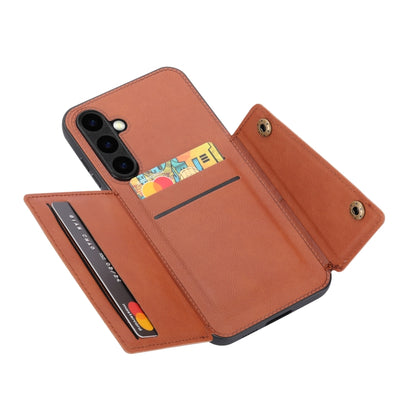 For Samsung Galaxy S25+ 5G Double Buckle Card Slots Magnetic Phone Case(Brown) - Galaxy S25+ 5G Cases by PMC Jewellery | Online Shopping South Africa | PMC Jewellery | Buy Now Pay Later Mobicred