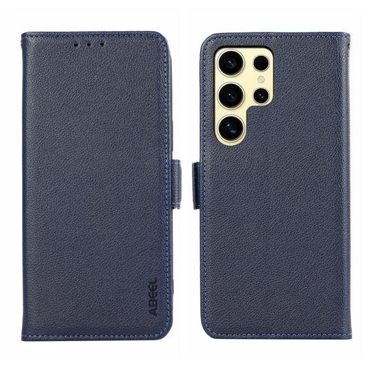 For Samsung Galaxy S25 Ultra ABEEL Side-Magnetic Litchi Pattern Leather RFID Phone Case(Blue) - Galaxy S25 Ultra 5G Cases by PMC Jewellery | Online Shopping South Africa | PMC Jewellery | Buy Now Pay Later Mobicred