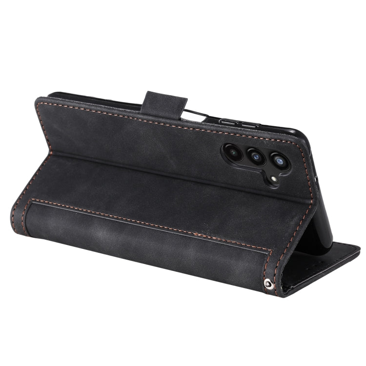 For Samsung Galaxy S25+ 5G Retro Splicing Horizontal Flip Leather Phone Case(Black) - Galaxy S25+ 5G Cases by PMC TechLife | Online Shopping South Africa | PMC TechLife | Buy Now Pay Later Mobicred