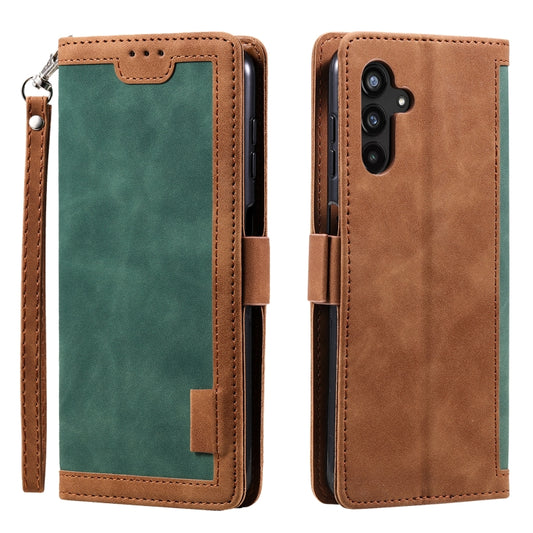 For Samsung Galaxy S25 5G Retro Splicing Horizontal Flip Leather Phone Case(Green) - Galaxy S25 5G Cases by PMC Jewellery | Online Shopping South Africa | PMC Jewellery | Buy Now Pay Later Mobicred