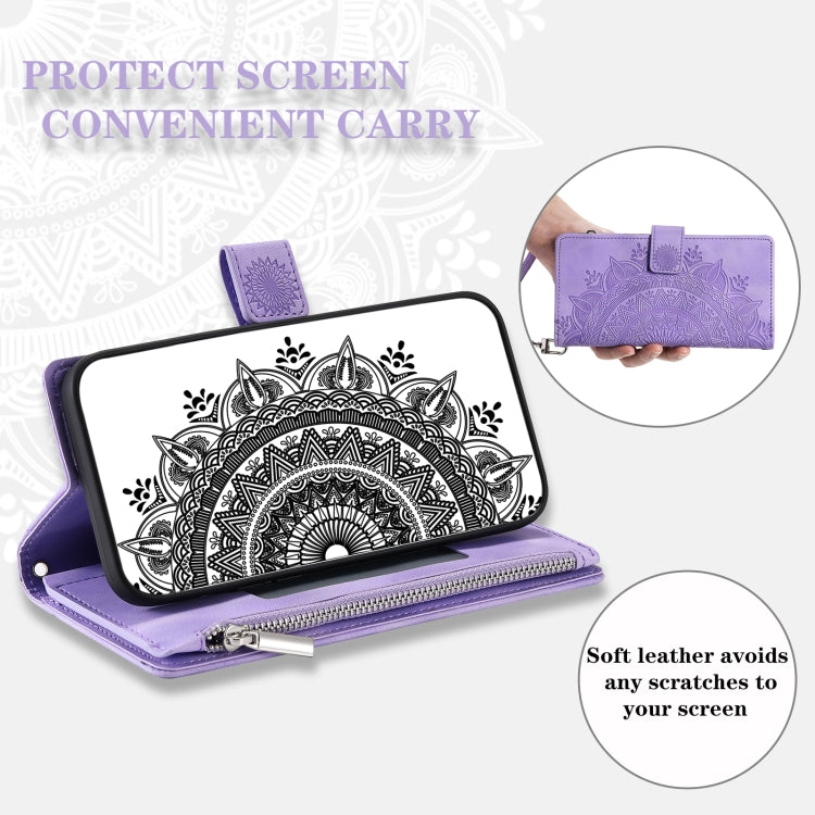 For Samsung Galaxy S25+ 5G Multi-Card Totem Zipper Leather Phone Case(Purple) - Galaxy S25+ 5G Cases by PMC Jewellery | Online Shopping South Africa | PMC Jewellery | Buy Now Pay Later Mobicred