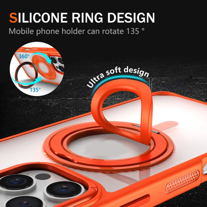 For iPhone 16 Pro Max Skin Feel Transparent 360 Degree Rotating Silicone Ring Holder Phone Case(Orange) - iPhone 16 Pro Max Cases by PMC Jewellery | Online Shopping South Africa | PMC Jewellery | Buy Now Pay Later Mobicred