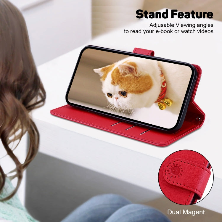 For iPhone 16e Cute Cats RFID Leather Phone Case(Red) - free shipping - PMC TechLife - Order now!