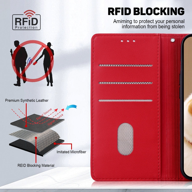 For iPhone 16e Cute Cats RFID Leather Phone Case(Red) - free shipping - PMC TechLife - Order now!
