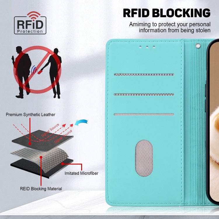 For Redmi K70 / K70 Pro Cute Cats RFID Leather Phone Case(Green) - free shipping - PMC Jewellery - Order now!