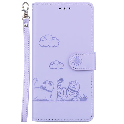 For Redmi K70 / K70 Pro Cute Cats RFID Leather Phone Case(Purple) - K70 Cases by PMC Jewellery | Online Shopping South Africa | PMC Jewellery | Buy Now Pay Later Mobicred