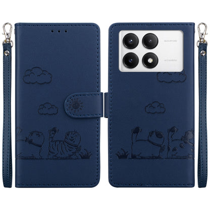 For Redmi K70 / K70 Pro Cute Cats RFID Leather Phone Case(Blue) - K70 Cases by PMC Jewellery | Online Shopping South Africa | PMC Jewellery | Buy Now Pay Later Mobicred