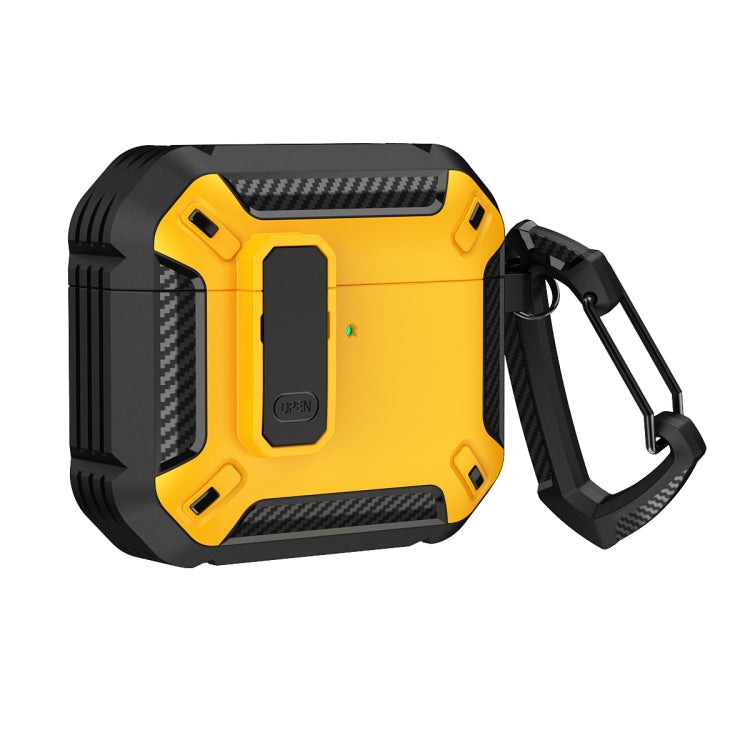 For AirPods 4 Shield Shockproof Earphone Protective Case with Hook(Black Yellow) - For AirPods 4 by PMC Jewellery | Online Shopping South Africa | PMC Jewellery | Buy Now Pay Later Mobicred