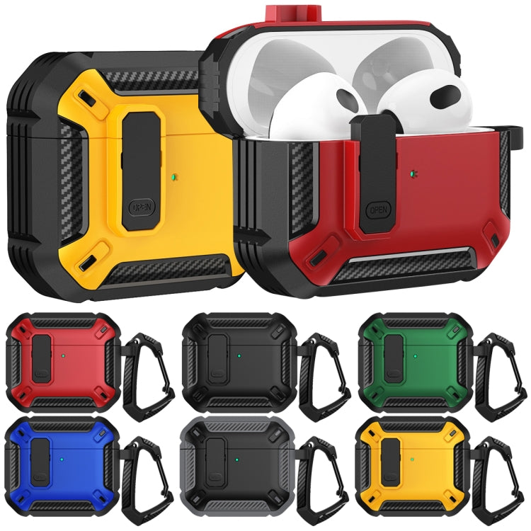 For AirPods 4 Shield Shockproof Earphone Protective Case with Hook(Black Yellow) - For AirPods 4 by PMC Jewellery | Online Shopping South Africa | PMC Jewellery | Buy Now Pay Later Mobicred