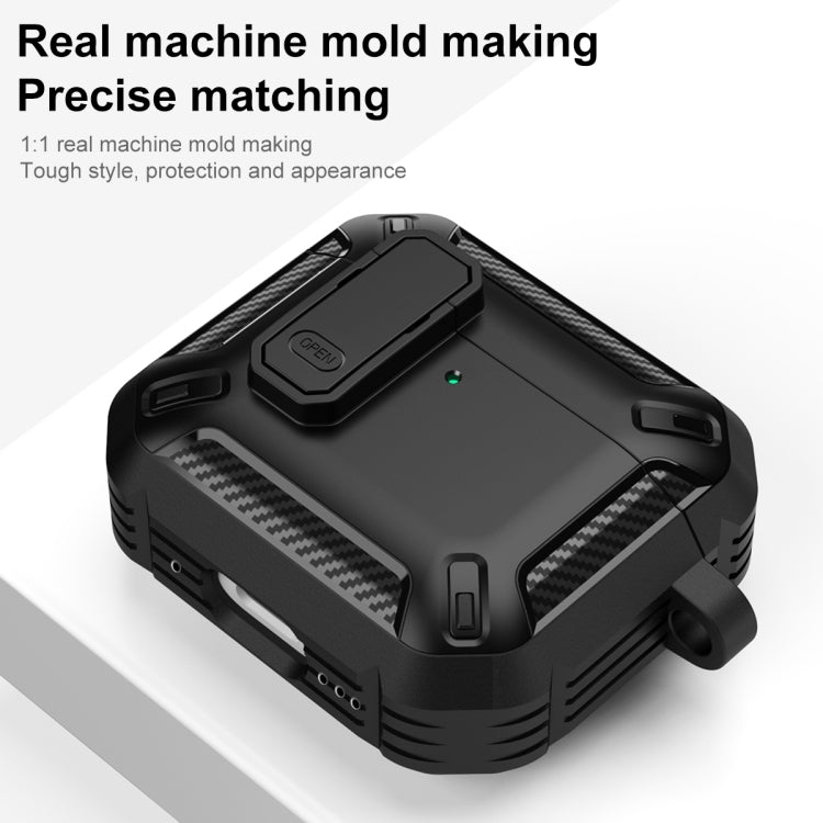 For AirPods 4 Shield Shockproof Earphone Protective Case with Hook(Black Red) - For AirPods 4 by PMC Jewellery | Online Shopping South Africa | PMC Jewellery | Buy Now Pay Later Mobicred