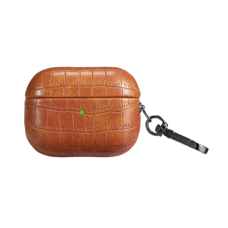 For AirPods Pro 2 Crocodile Texture Earphone Protective Case(Light Brown) - For AirPods Pro 2 by PMC Jewellery | Online Shopping South Africa | PMC Jewellery | Buy Now Pay Later Mobicred