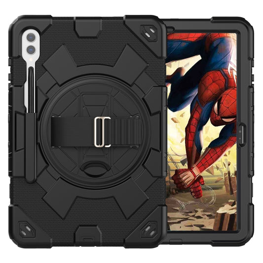 For Samsung Galaxy Tab S10+ / S9+ / S9 FE+ Spider Hand Grip Turntable Stand Tablet Case(Black) - Galaxy Tab S9+ Cases by PMC Jewellery | Online Shopping South Africa | PMC Jewellery | Buy Now Pay Later Mobicred