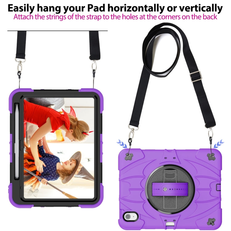 For iPad 10th Gen 10.9 2022 Bat Hand Grip Turntable Stand Tablet Case(Purple Black) - iPad 10th Gen 10.9 Cases by PMC Jewellery | Online Shopping South Africa | PMC Jewellery | Buy Now Pay Later Mobicred