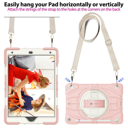 For iPad 10.2 2021 / 2020 / 2019 Bat Hand Grip Turntable Stand Tablet Case(Pink White) - iPad 10.2 Cases by PMC Jewellery | Online Shopping South Africa | PMC Jewellery | Buy Now Pay Later Mobicred